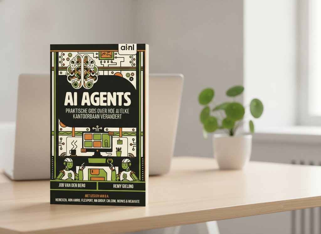 AI Agents van Job van den Berg als 3D-boek op een bureau