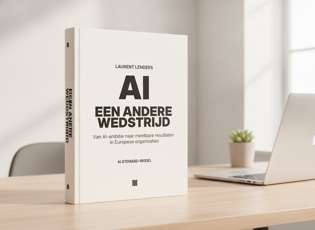AI - Een andere wedstrijd van Laurent Lenders als 3D-boek op een bureau
