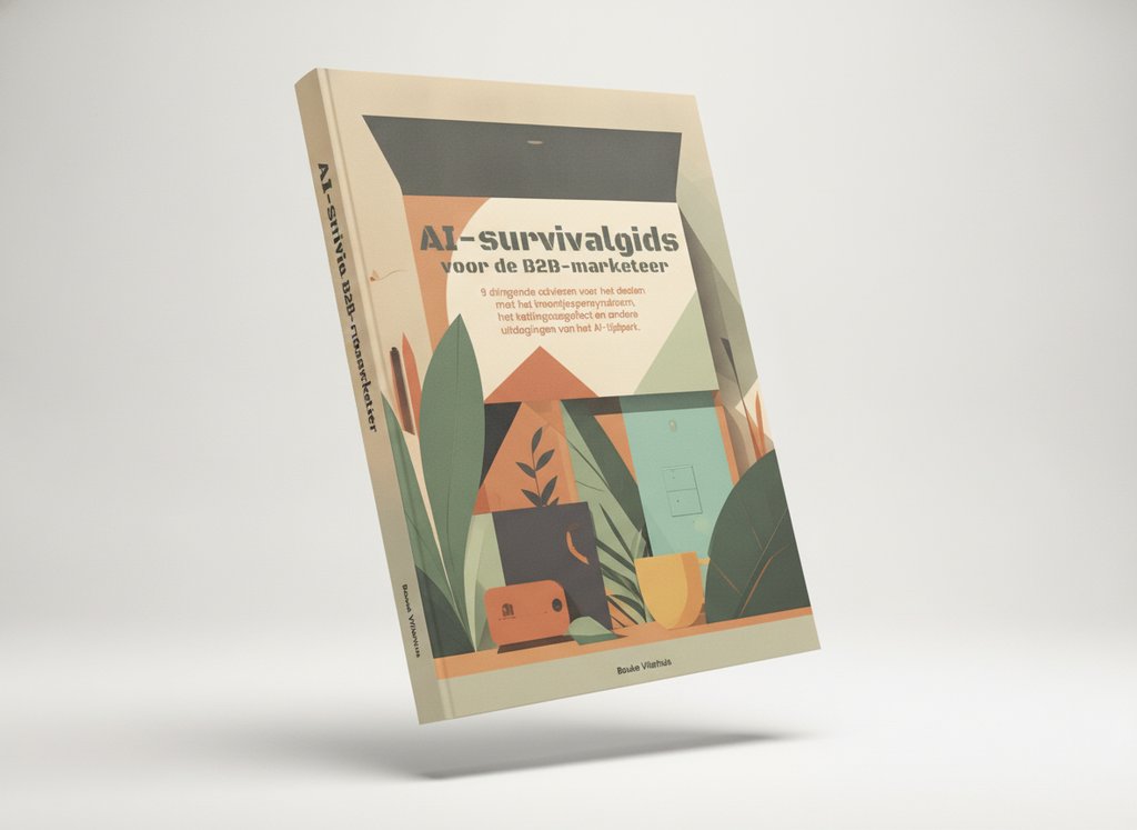 3D-render van het boek AI-survivalgids (Bouke Vlierhuis)