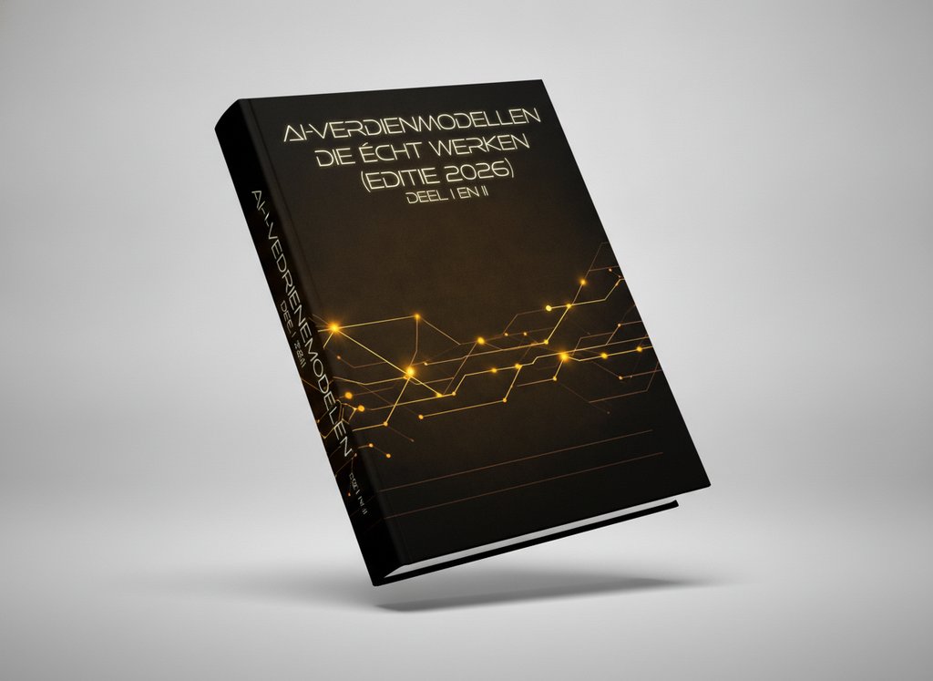 3D-render van het boek Ai-Verdienmodellen Die Echt Werken- AI-verdienmodellen die écht werken (editie 2026) (Koen Daalman)