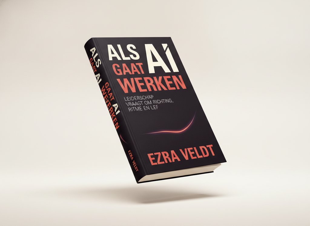 3D-render van het boek Als AI gaat werken (Ezra Veldt)