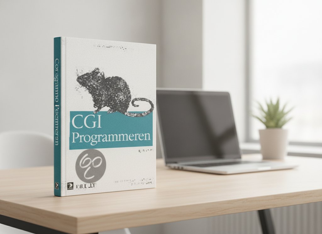 CGI Programmeren met Perl van Scott Guelich als 3D-boek op een bureau