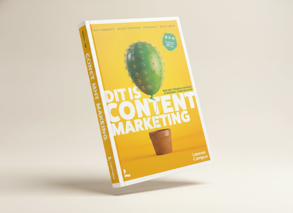 3D-render van het boek Dit is content marketing (Bart Lombaerts)