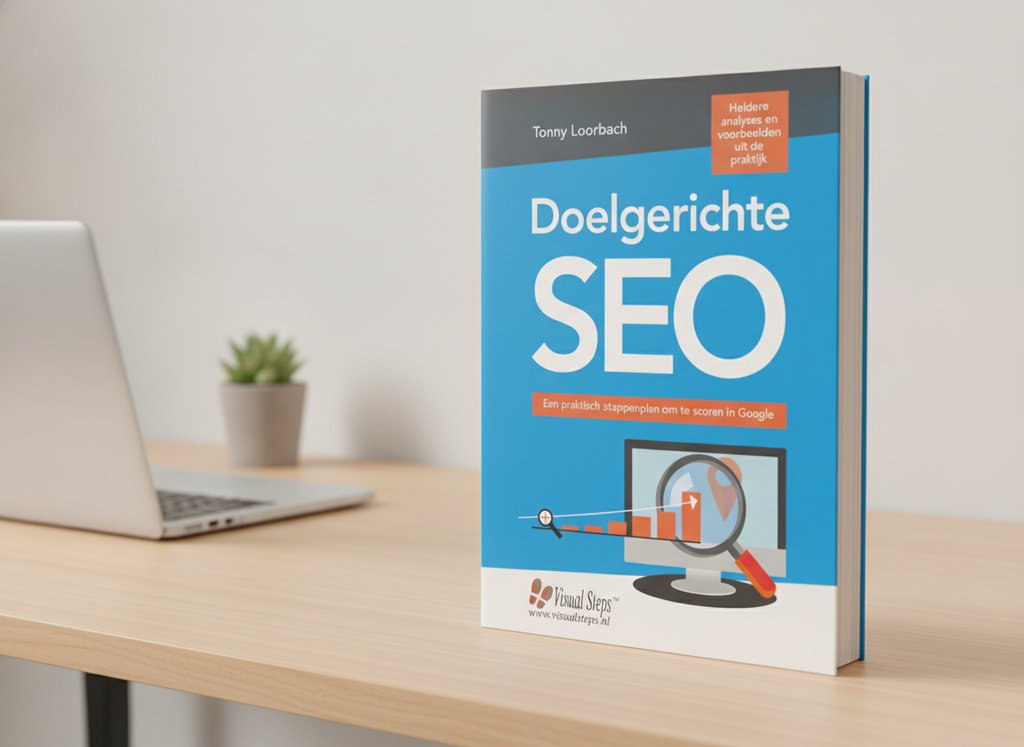 Doelgerichte SEO van Tonny Loorbach als 3D-boek op een bureau