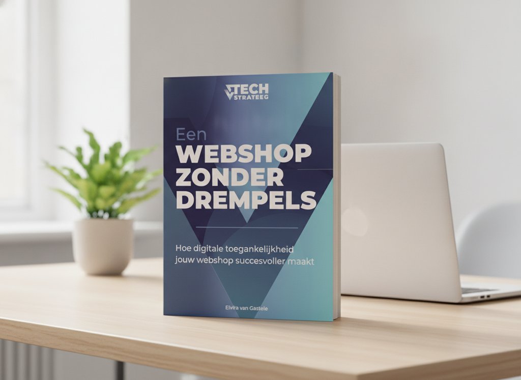Een webshop zonder drempels van Elvira van Gastele als 3D-boek op een bureau