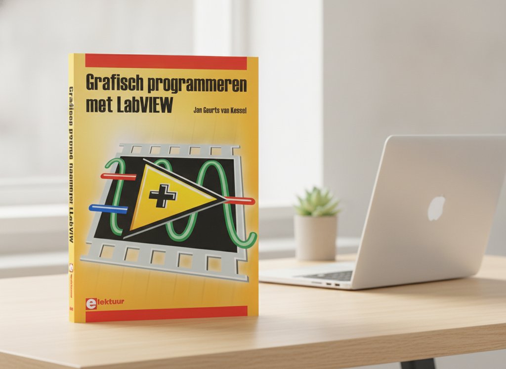 Grafisch Programmeren met LabVIEW van J.H.M. Geurts van Kessel als 3D-boek op een bureau