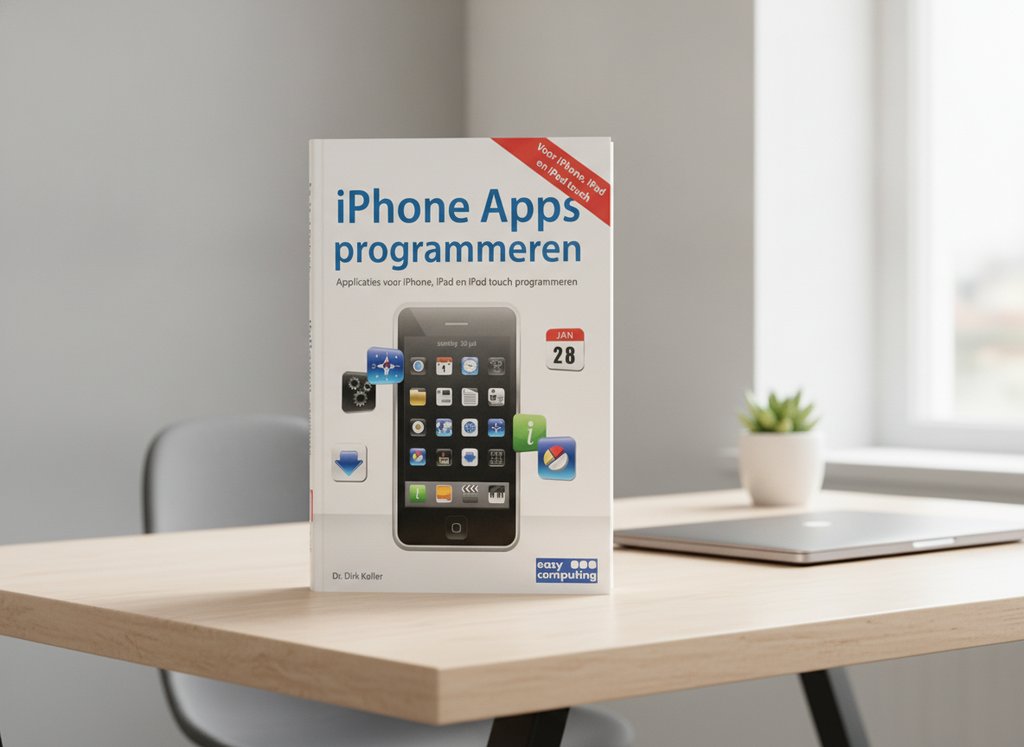 iPhone Apps programmeren van Dirk Koller als 3D-boek op een bureau