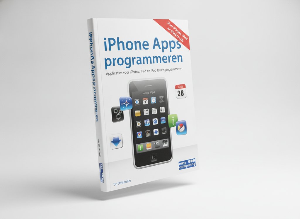 3D-render van het boek iPhone Apps programmeren (Dirk Koller)