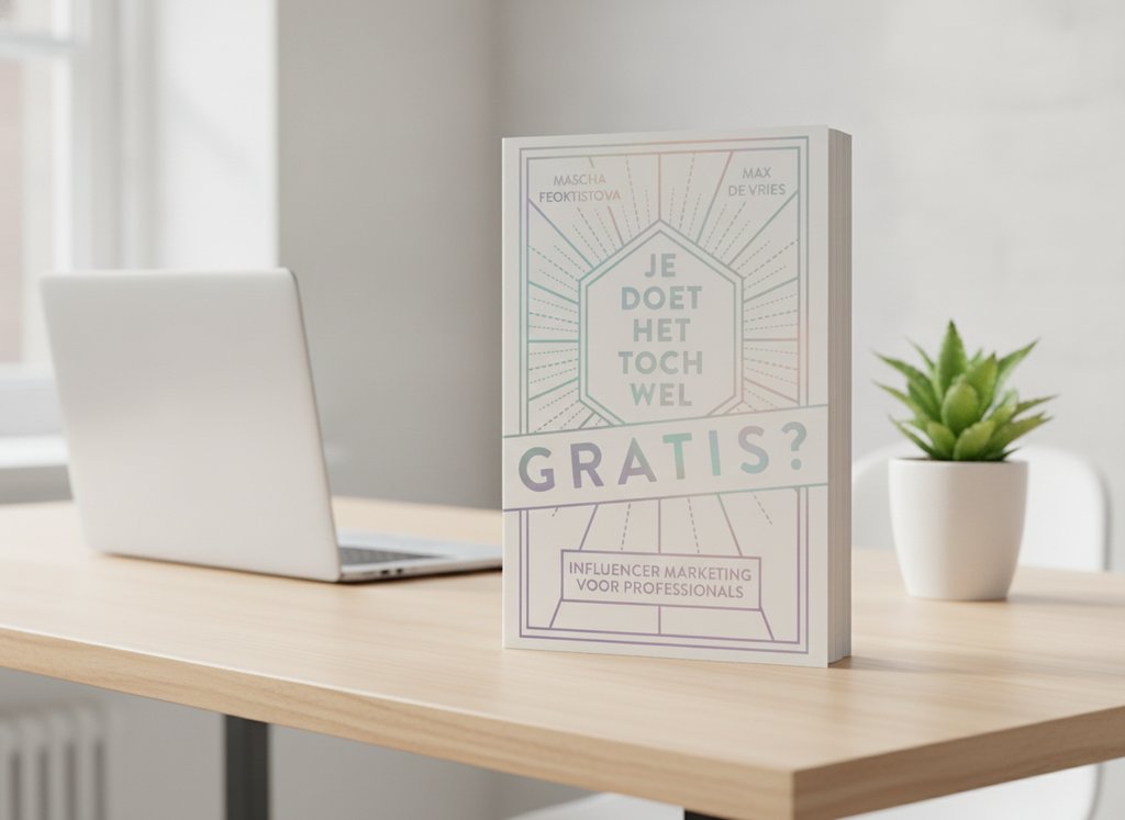 Je doet het toch wel gratis? van Mascha Feoktistova als 3D-boek op een bureau