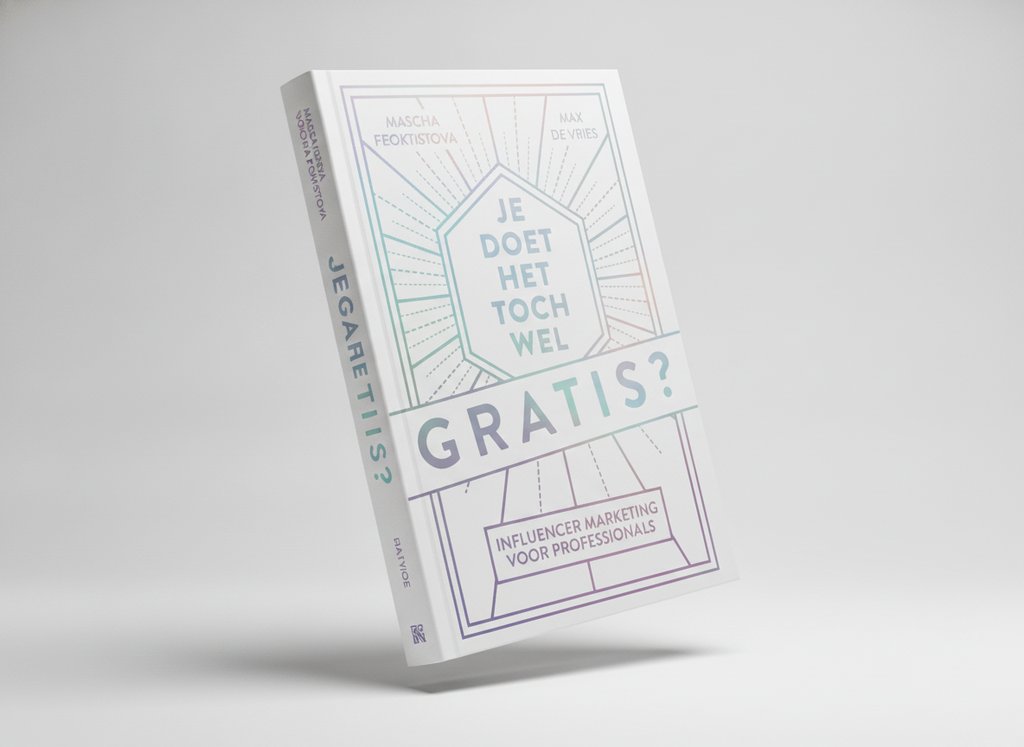 3D-render van het boek Je doet het toch wel gratis? (Mascha Feoktistova)