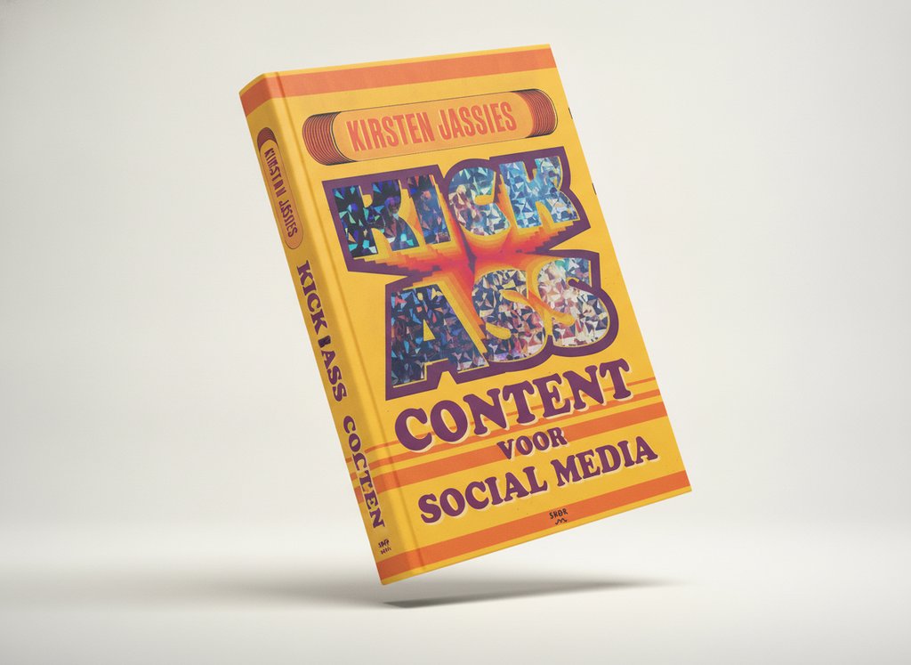 3D-render van het boek Kick ass content voor social media (Kirsten Jassies)