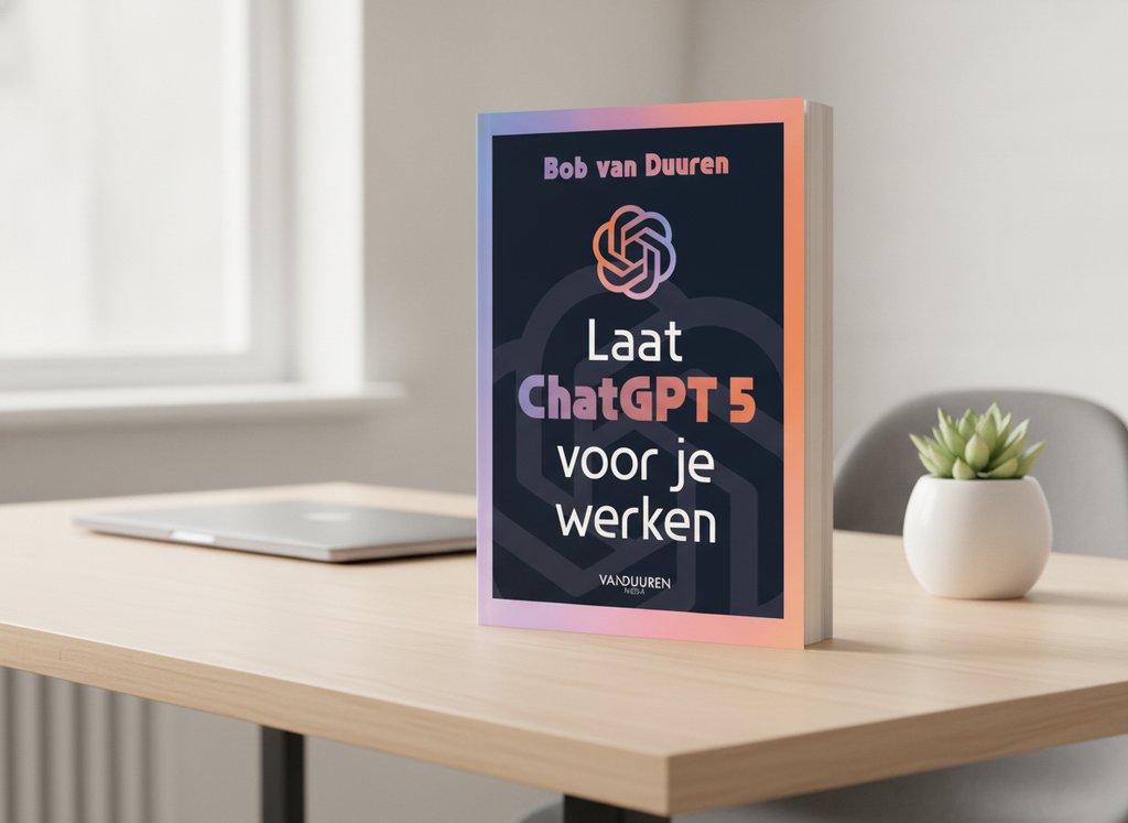 Laat ChatGPT 5 voor je werken! van Bob van Duuren als 3D-boek op een bureau