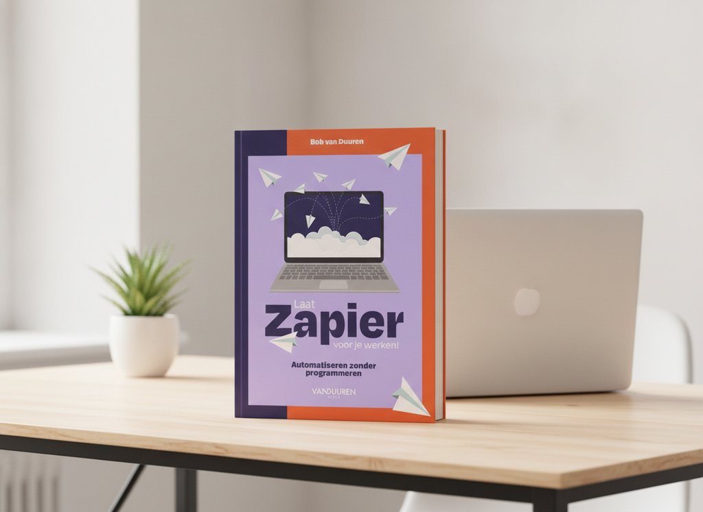 Laat Zapier voor je werken! van Bob van Duuren als 3D-boek op een bureau