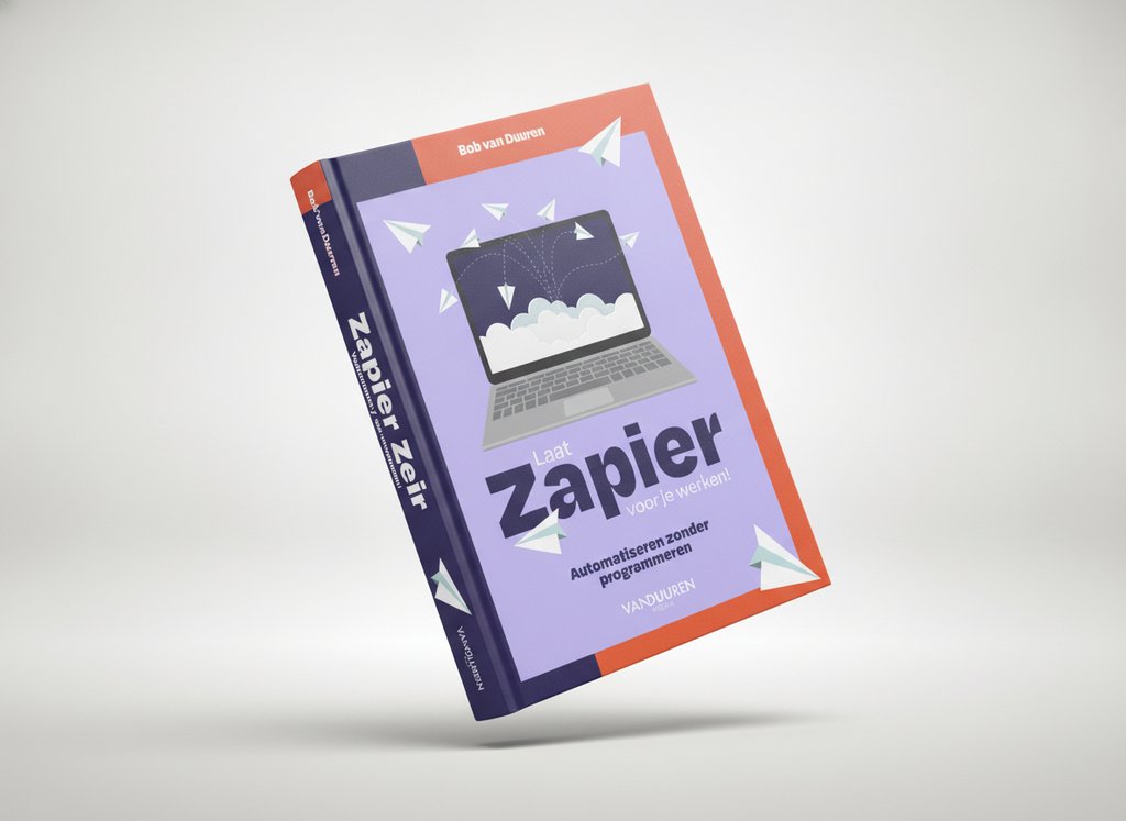 3D-render van het boek Laat Zapier voor je werken! (Bob van Duuren)
