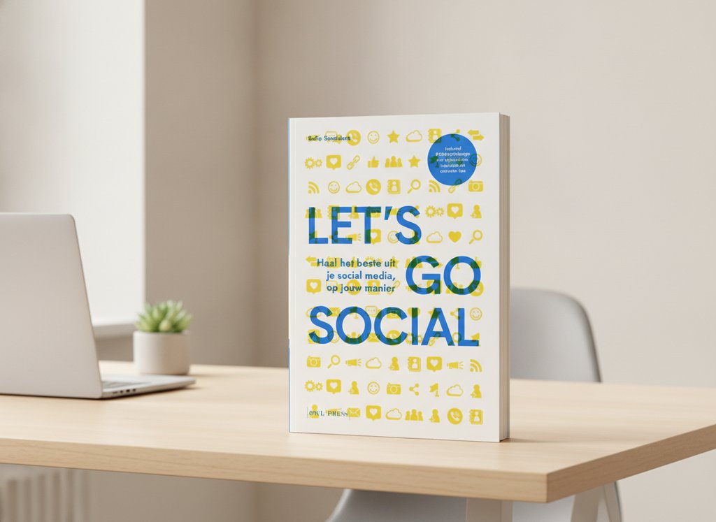 Let's go social van Sofie Smolders als 3D-boek op een bureau