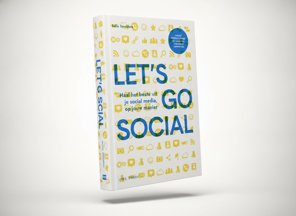 3D-render van het boek Let's go social (Sofie Smolders)