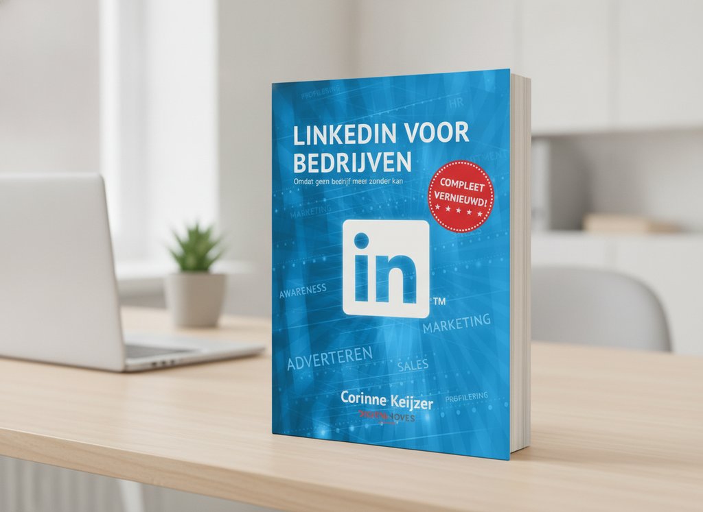 LinkedIn voor bedrijven van Corinne Keijzer als 3D-boek op een bureau