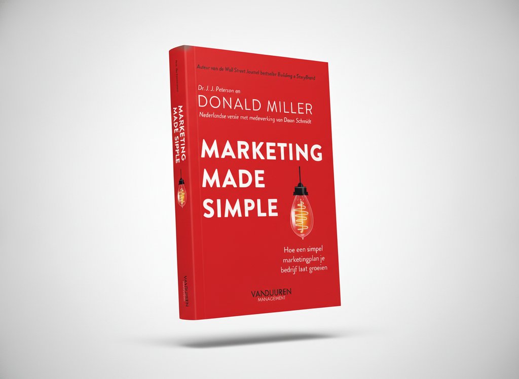 3D-render van het boek Marketing made simple (Donald Miller)