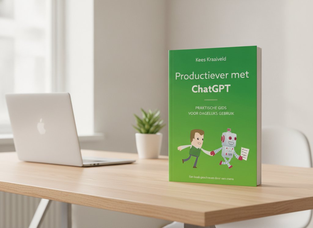 Productiever met ChatGPT van Kees Kraaiveld als 3D-boek op een bureau