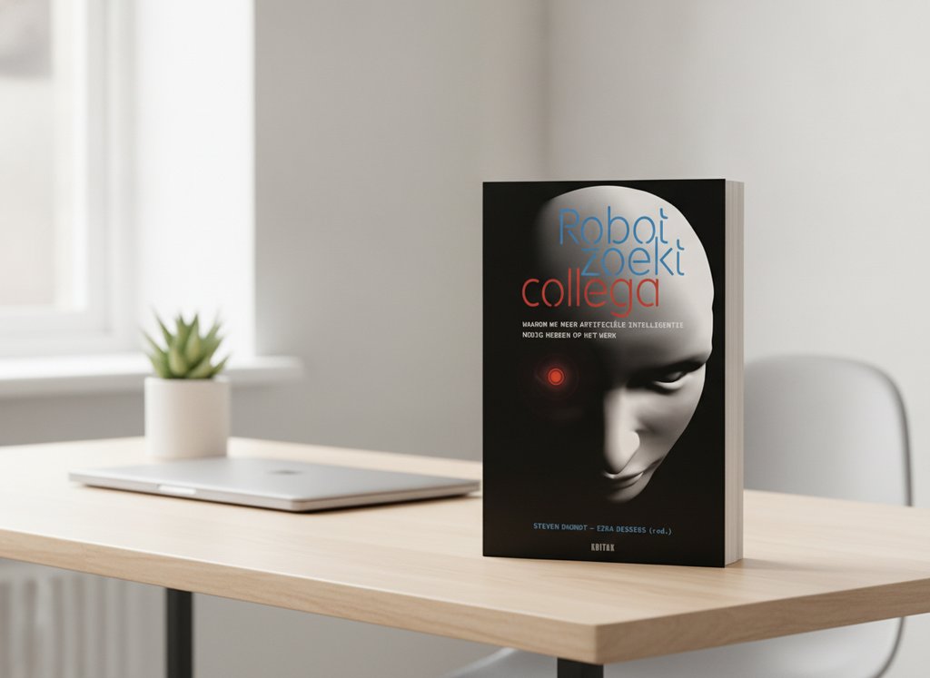 Robot zoekt collega van Steven Dhondt als 3D-boek op een bureau