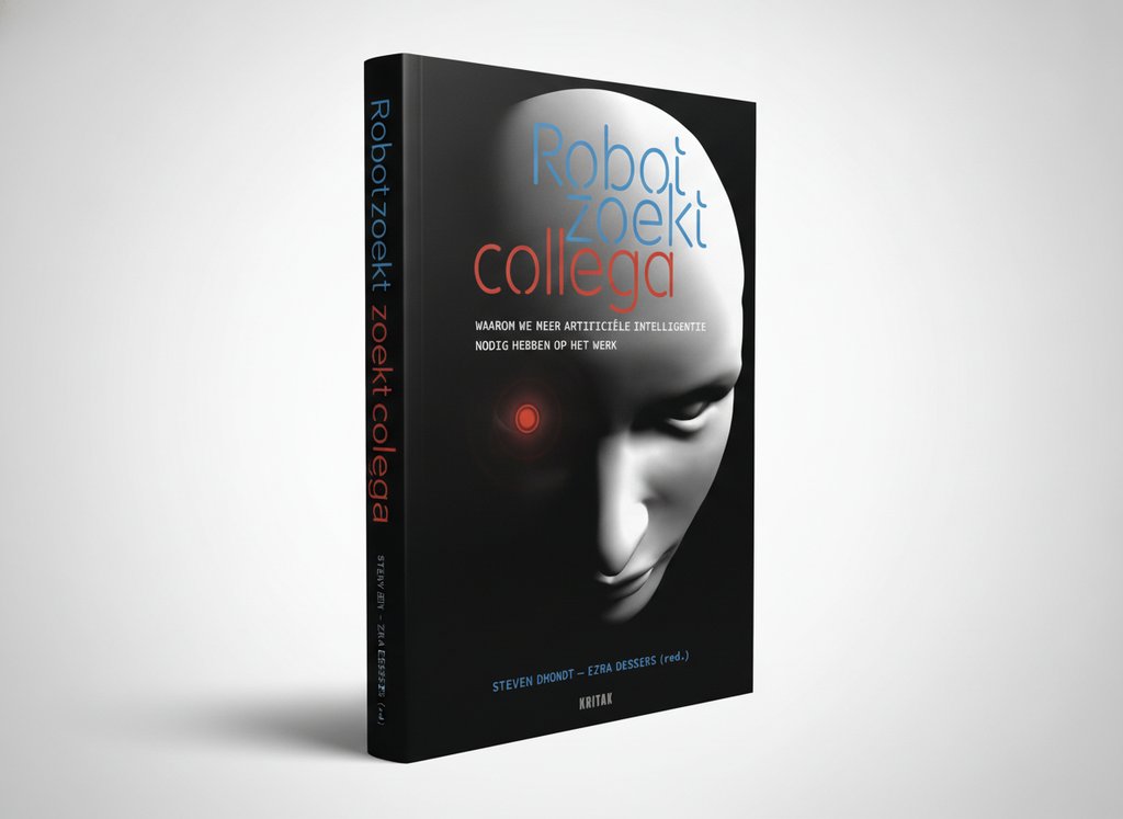 3D-render van het boek Robot zoekt collega (Steven Dhondt)