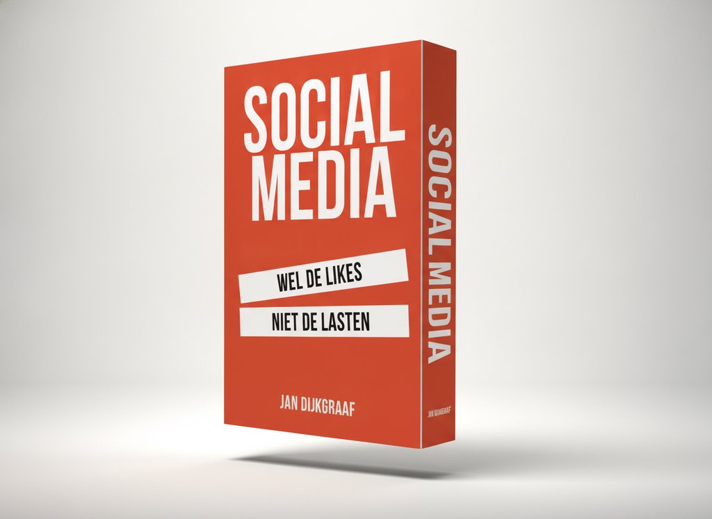 3D-render van het boek Social Media (Jan Dijkgraaf)
