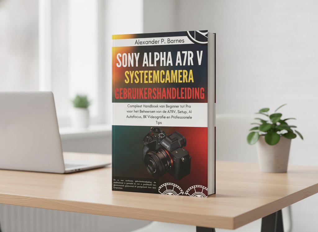 Sony Alpha a7R V Systeemcamera Gebruikershandleiding van Alexander P Barnes als 3D-boek op een bureau
