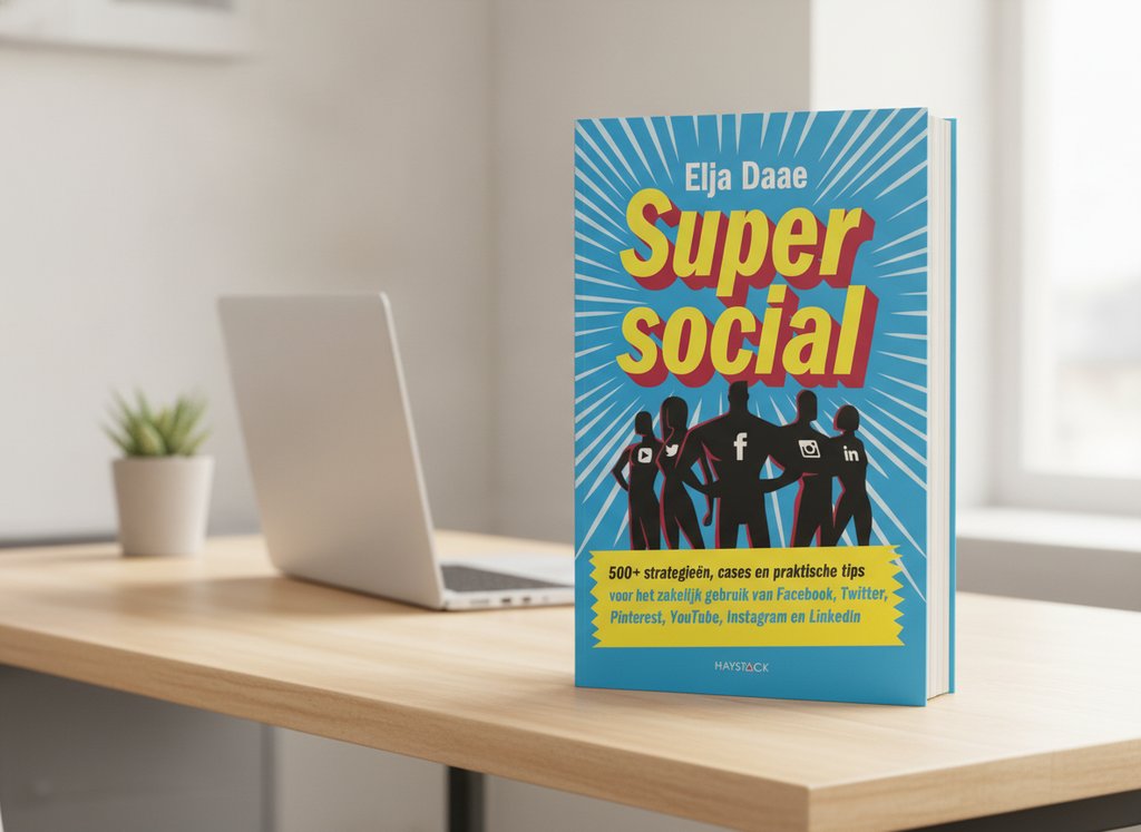 Super social van Elja Daae als 3D-boek op een bureau