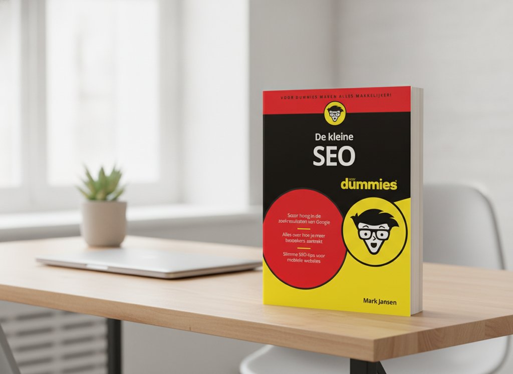 De kleine SEO voor Dummies van Mark Jansen als 3D-boek op een bureau