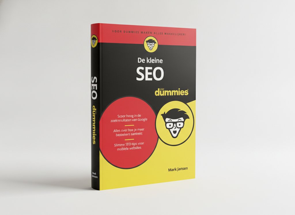3D-render van het boek De kleine SEO voor Dummies (Mark Jansen)