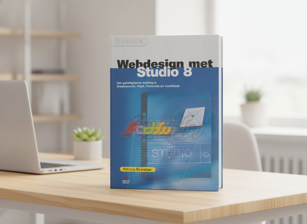 Webdesign Met Studio 8 van Patricia Bosselaar als 3D-boek op een bureau