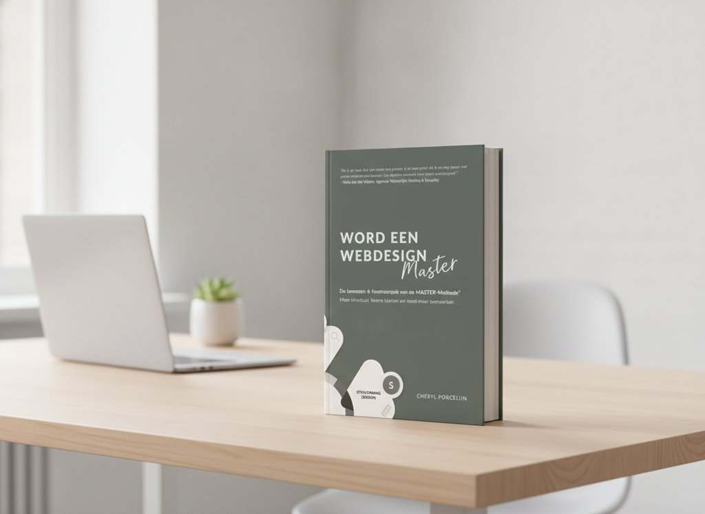 Word een Webdesign Master - De bewezen 6-fasenaanpak van de MASTER-Methode van Cheryl Porcelijn als 3D-boek op een bureau