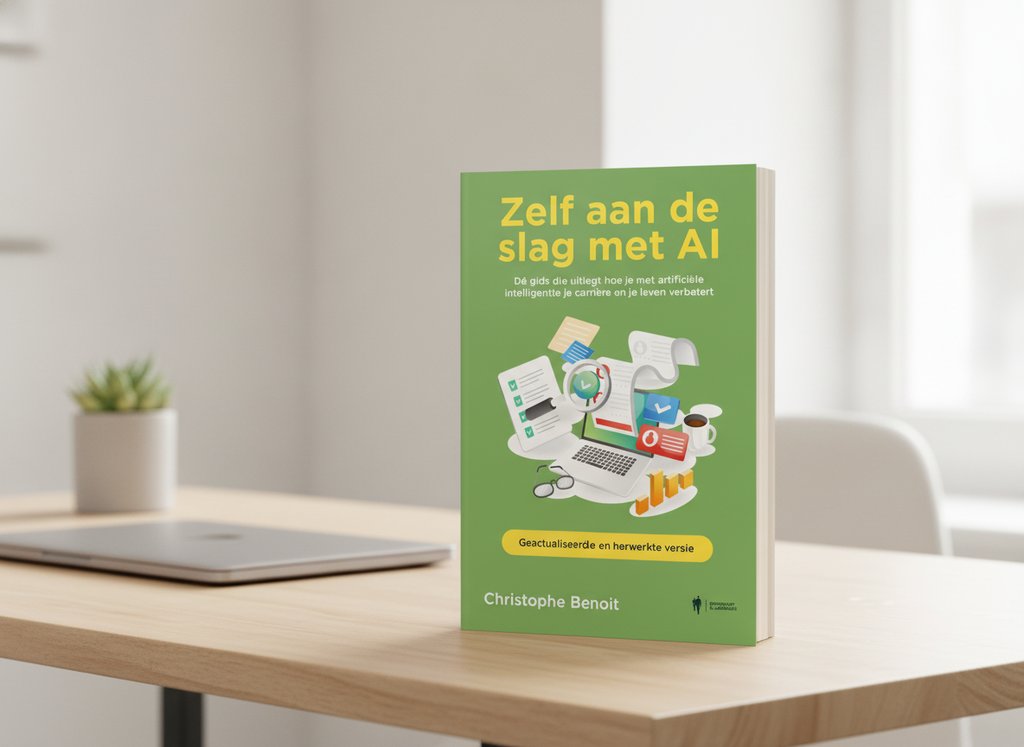 Zelf aan de slag met AI van Christophe Benoit als 3D-boek op een bureau