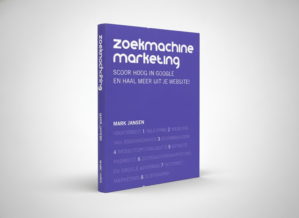 3D-render van het boek Zoekmachinemarketing (Mark Jansen)